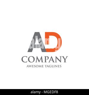 Kreatives Schreiben AD-Logo, abstrakte Business Logo Design Template, moderne Schreiben AD Logo Vorlage editierbar für Ihr Unternehmen Stock Vektor