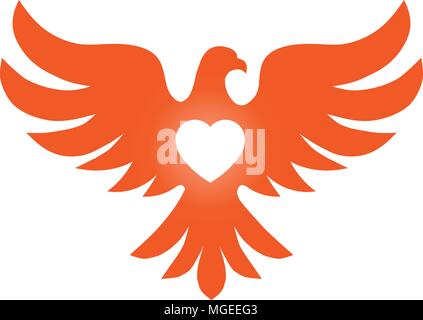 Mit Herz Liebe vector logo Konzept Bird, Bird logo Vektor, Taube silhouette Logo, eagle Silhouette, Symbol, Design Element Stock Vektor