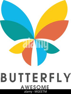 Bunte Schmetterling abstrakte Zeichen kreative Vektor logo Vorlage. Stock Vektor