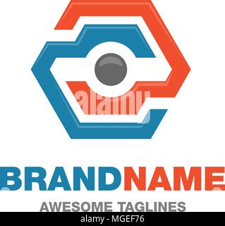 Hexagon circle Logo in der Mitte, Business Technology logo Konzept, Illustration, abstrakt Icon Design Element. Technologie Vektor logo Vorlage Stock Vektor
