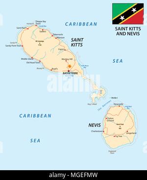 St. Kitts und Nevis Landkarte Stock Vektor