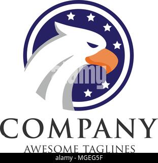 Eagle Head Design american flag Circle logo Konzept Stock Vektor