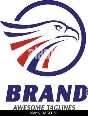 Adler Köpfe mit Kreis Logo, kreative Falcon Kopf Schriftzug mit Ellipse, Eagle head Abbildung Stock Vektor