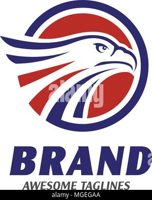 Adler Köpfe mit Kreis Logo, kreative Falcon Kopf Schriftzug mit Ellipse, Eagle head Abbildung Stock Vektor