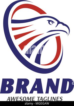 Adler Köpfe mit Kreis Logo, kreative Falcon Kopf Schriftzug mit Ellipse, Eagle head Abbildung Stock Vektor