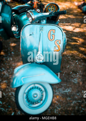 Vespa GS Motorroller Abzeichen, zuerst 1946, Florenz, Italien gefertigt. Stockfoto