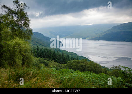 Stürmischen Himmel über Loch Goil Marine Protectrd Aria am Loch Lomond und Trossachs Nationalpark in Argyll und Bute, Schottland, Großbritannien Stockfoto