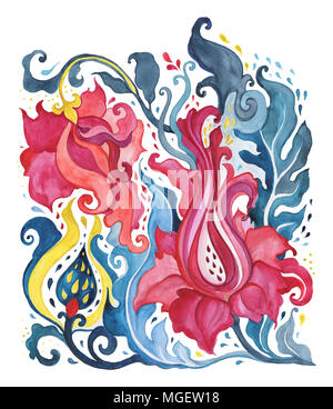 Paisley. Hand gezeichnet Boho Ornament. Aquarell von Hand bemalt, Illustration, isoliert Stockfoto