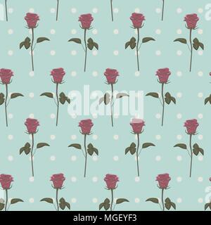 Nahtlose Muster rosa Rosen retro Dots, Vektor Stock Vektor