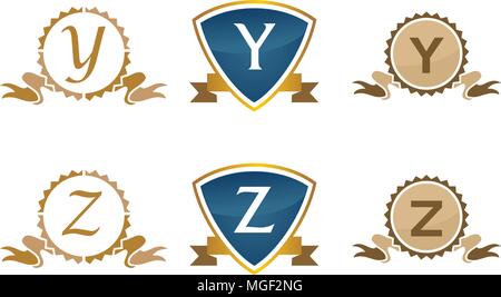 Emblem Ribbon Schild Ersteinrichtung Stock Vektor
