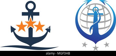 Anker Globus Vorlage festlegen Stock Vektor