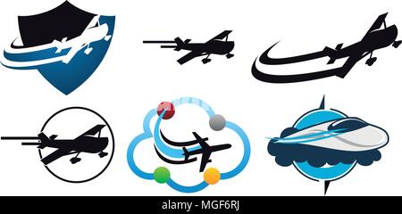 Flugzeug reisen Vektor Vorlage festlegen Stock Vektor