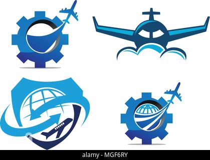 Flugzeug reisen Vektor Vorlage festlegen Stock Vektor