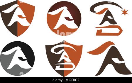 Spartan Helmen Vorlage festlegen Stock Vektor