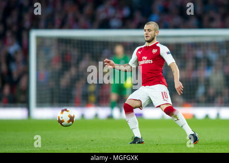 London, UK, 26. April 2018. Jack Wilshere Arsenal während der UEFA Europa League Halbfinale Spiel zwischen Arsenal und Atletico Madrid im Emirates Stadium, London, England am 26. April 2018. Credit: THX Images/Alamy leben Nachrichten Stockfoto