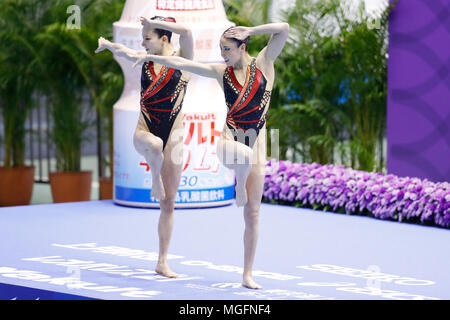 ? Yukiko Inui & Kanami Nakamaki (JPN), 28. April 2018 künstlerische Schwimmen: Die 94 Japan künstlerische Schwimmen Meisterschaften Open 2018 Duet Technische Routine auf Tatsumi International Swimming Centre, Tokyo, Japan. (Foto von Naoki Morita/LBA SPORT) Stockfoto