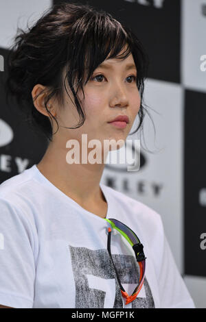 Miho Takagi, 28. APRIL 2018: Team Oakley Mitglied teilnehmen Talk session in Tokio, Japan. Credit: MATSUO. K/LBA SPORT/Alamy leben Nachrichten Stockfoto