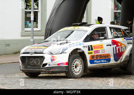 Brampton, Cumbria, UK, 28. April 2018. Feierlicher Abschluss des der Pirelli internationale Rallye fand in Brampton, Cumbria. Andrew Cheal/Alamy leben Nachrichten Stockfoto