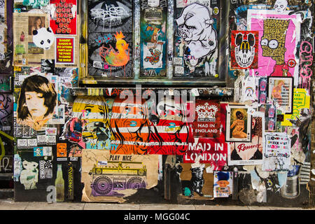 London Street Art, Farbe und Kunst auf den Straßen von London, versteckten Ecken. Stockfoto