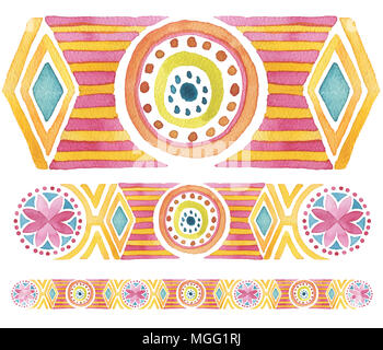 Geometrische Hand gezeichnet Aquarell nahtlose Ornament. Isoliert. Stockfoto