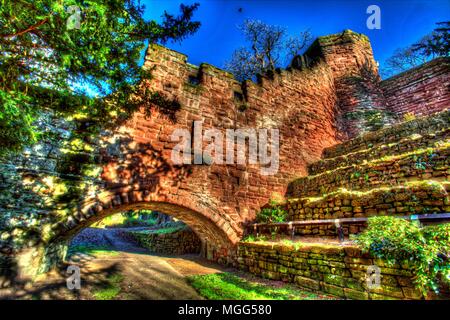 Stadt Chester, England. Künstlerische Ansicht von Wand von bonewaldesthorne's Tower auf der Chester Stadtmauer, für den Wasserturm. Stockfoto