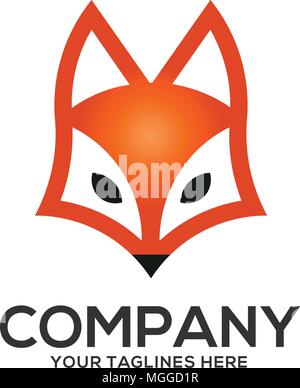 Fox Head Logo, Vector, Vektor Fox Logo auf weissem Hintergrund, flach und Colour Style europäische Wald Tier Sammlung Stock Vektor