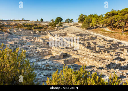 Häuser in der hellenistischen Antike Stadt Kamiros (Insel Rhodos, Griechenland) Stockfoto