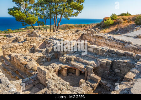 Die Ruinen der antiken Stadt Kamiros (Insel Rhodos, Griechenland) Stockfoto