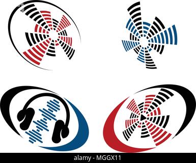 Ton Video Service Produktion eingestellt Stock Vektor