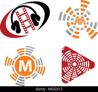 Ton Video Service Produktion eingestellt Stock Vektor