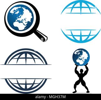 World Globe Logo Design Vorlage festlegen Stock Vektor