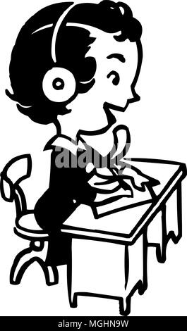 Steno 1 - Retro Clipart Illustration Stock Vektor