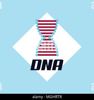 DNA-Molekül Struktur Symbol über Rhombus weiß und blauem Hintergrund, Vector Illustration Stock Vektor