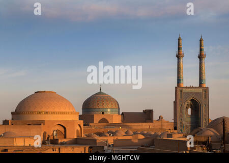 Jameh Masjid oder auch Freitagsmoschee im Sunrise bekannt, in Yazd, Iran Stockfoto