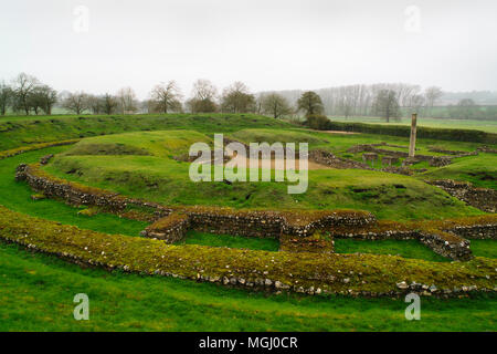 Ansicht: 5-15 In Verulamium römische Theater, St Albans, Großbritannien, erste c 155 AD gebaut; später verändert und vergrößert es in Verwendung blieb bis 380-90. Stockfoto