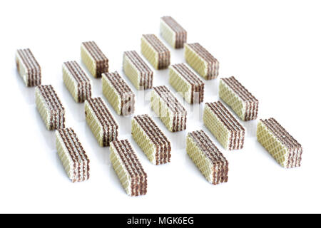 Ein Wafer ist ein Scharfes, oft süß, sehr dünn, flach, und trockenen Keks, häufig verwendet, um Eis zu verzieren, und als Garnierung auf einigen süßen Gerichten. Stockfoto