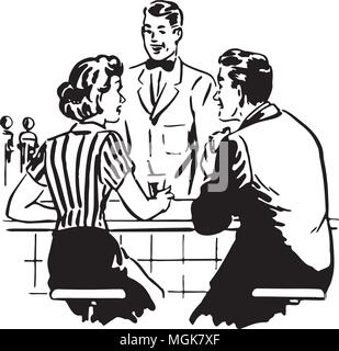 Im Gespräch mit der Soda Jerk - Retro Clipart Illustration Stock Vektor