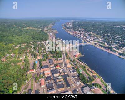 Houghton und Es ist Lift Bridge und in der Oberen Halbinsel von Michigan gelegen Stockfoto