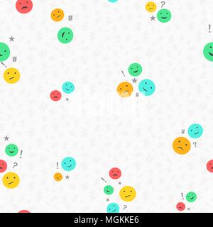 Nahtlose Muster der bunten Gesicht Emoji Icons. Soziale emoticon Symbol Hintergrundbild. EPS 10 Vektor. Stock Vektor