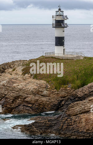Leuchtturm von Illa Pancha, Ribadeo, Lugo, Galicien, Spanien Stockfoto