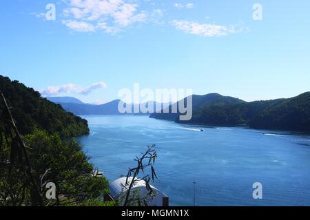 Picton, mit Blick in Richtung Queen Charlotte Sound Stockfoto