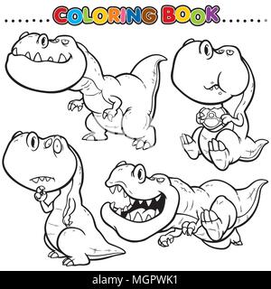 Cartoon Malbuch - Dinosaurier Charakter Stock Vektor