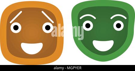 Glückliches smiley Icons, flacher Stil auf weißem Hintergrund Stock Vektor