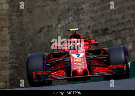 Kimi Räikkönen (Fin), Scuderia Ferrari SF 71 H, Aktion während der Formel-1-Weltmeisterschaft 2018, dem Grand Prix von Europa in Aserbaidschan vom 26. bis 29. April in Baku - 28.04.2018. | Verwendung weltweit Stockfoto