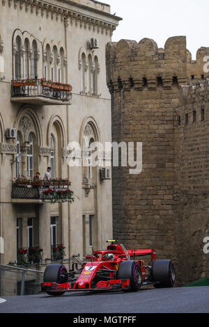 Kimi Räikkönen (Fin), Scuderia Ferrari SF 71 H, Aktion während der Formel-1-Weltmeisterschaft 2018, dem Grand Prix von Europa in Aserbaidschan vom 26. bis 29. April in Baku - 28.04.2018. | Verwendung weltweit Stockfoto