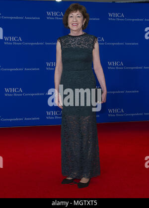 Washington, District of Columbia, USA. 28 Apr, 2018. United States Senatorin Susan Collins (Republikaner für Maine) kommt für die 2018 White House Correspondents Association jährlichen Abendessen am Washington Hilton Hotel am Samstag, 28. April 2018. Quelle: Ron Sachs/CNP. Credit: Ron Sachs/CNP/ZUMA Draht/Alamy leben Nachrichten Stockfoto