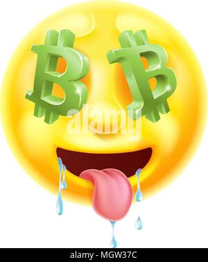 Bitcoin Zeichen Augen Emoticon Emoji Stock Vektor