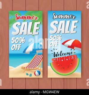 Farbenfrohe Sommer Verkauf Banner. Vector Illustration Stock Vektor