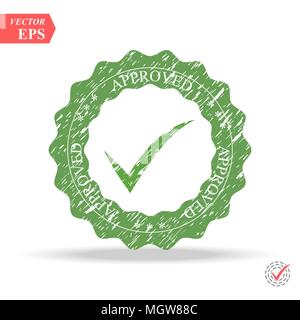 Qualitätskontrolle genehmigt. Häkchen in grüner Farbe, Vector Illustration. Genehmigt Stempel eps 10. Stock Vektor