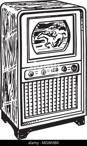 TV1 - Retro Ad Art Illustration Stock Vektor